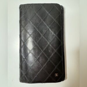 Chanel Black Quilted Lambskin Long Bifold Wallet - EUC